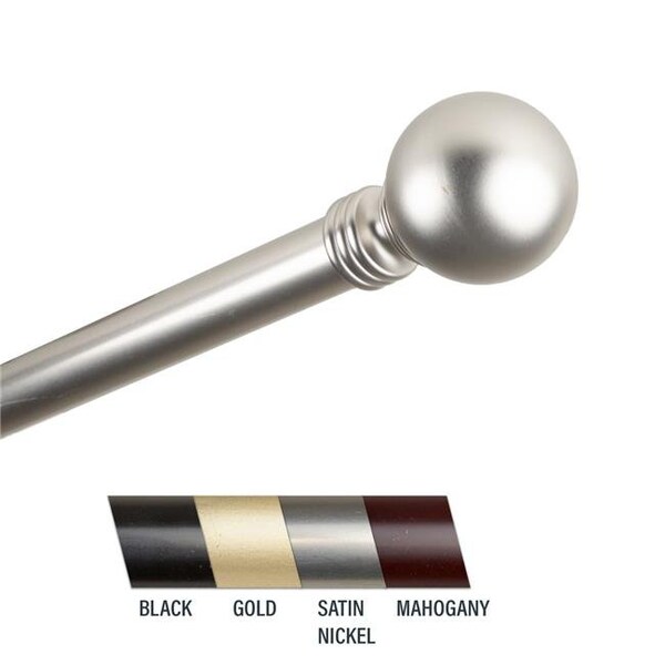 Central Design Central Design 100-01-995 Globus 1 in. Curtain Rod; 120-170 in. - Satin Nickel 100-01-995 - main
